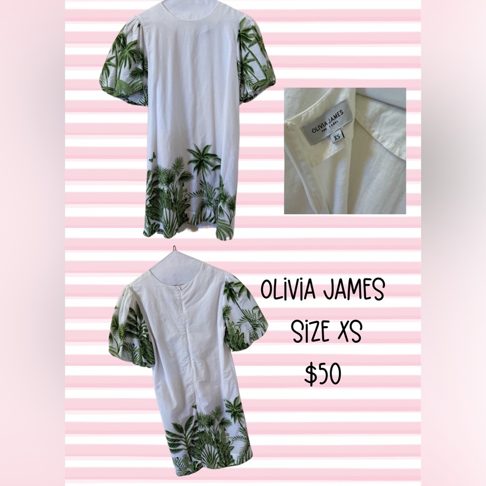 Tropical White and Green Dress